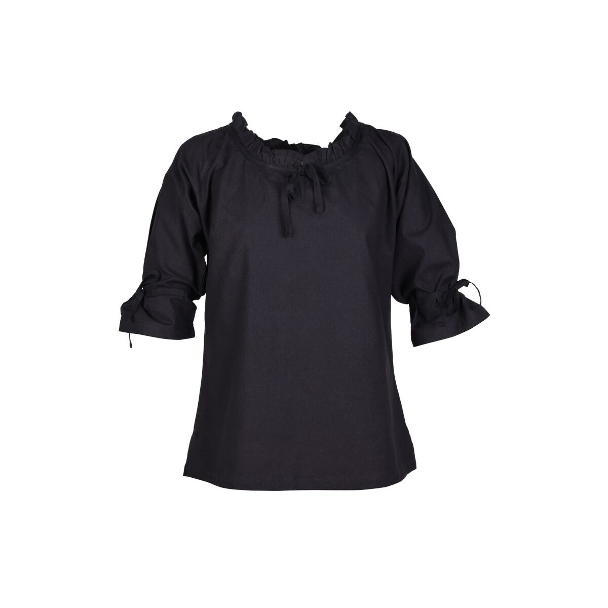 Markt-Mittelalter Bluse Birga 3/4 Arm Schwarz Größe S