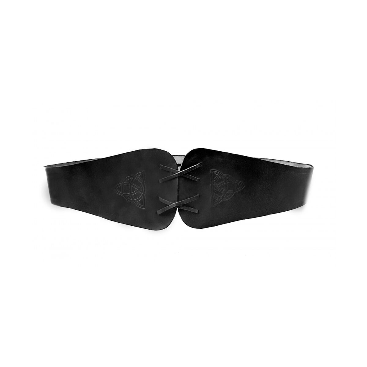 Mieder-Gürtel aus Leder mit keltischem Knoten Prägung Schwarz 90cm