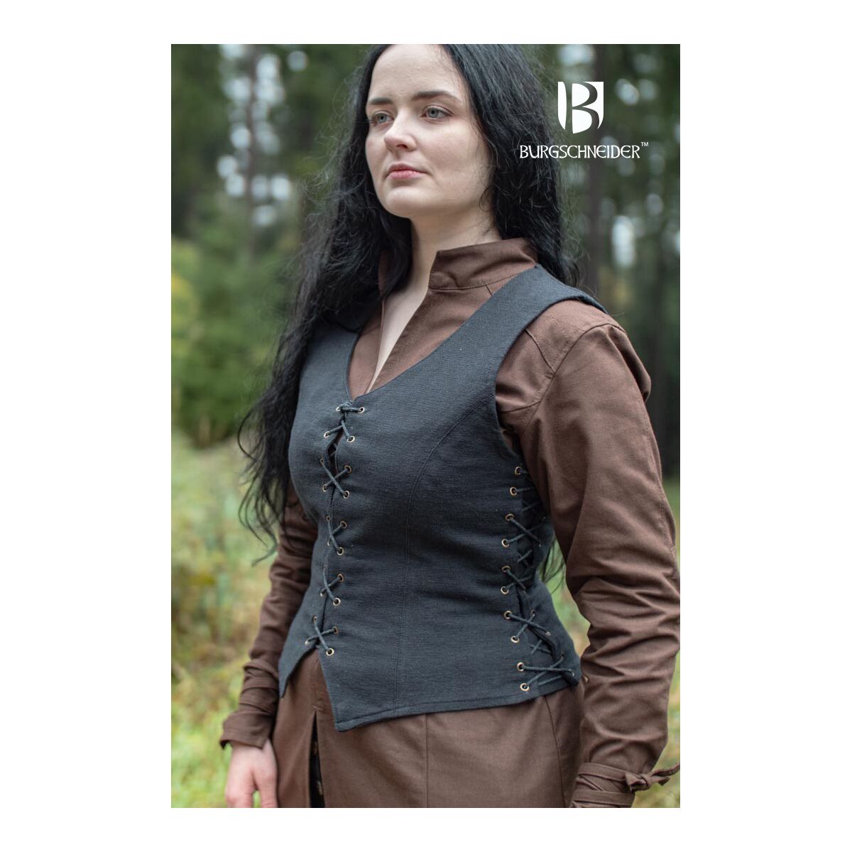 Mittelalter Weste Marian in Schwarz XL