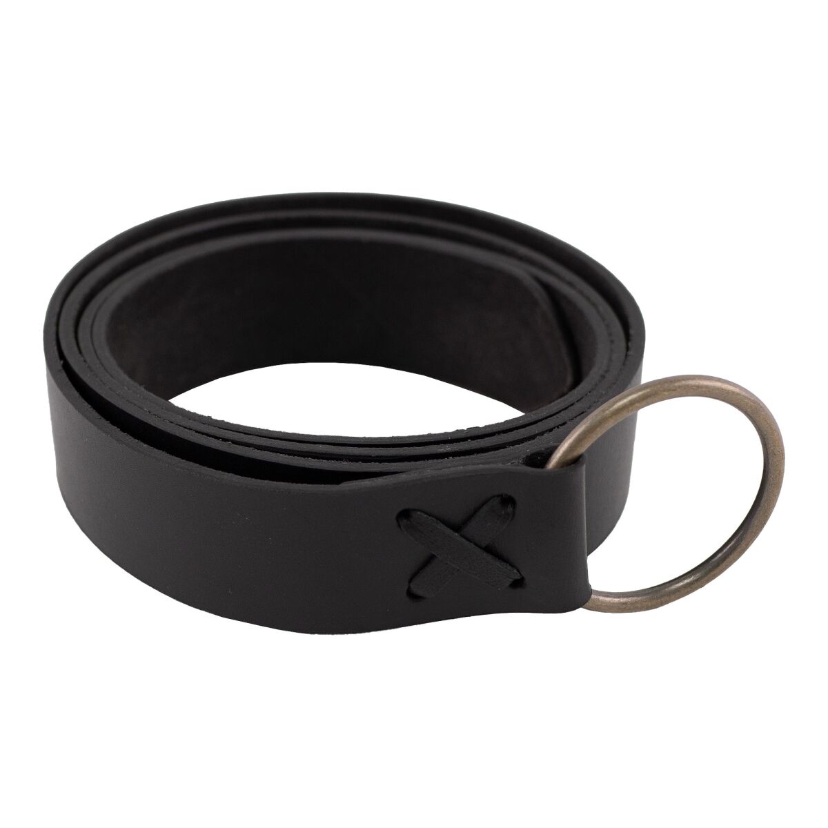 Breiter Mittelalter-Gürtel mit Eisenring 160 cm Schwarz