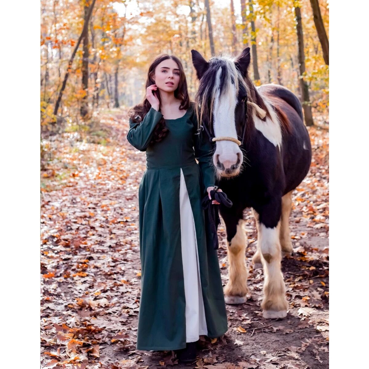 Mittelalterliches Kleid Grün/Natur "Larina" XXL
