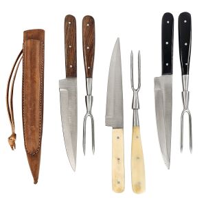 Mittelalter-Besteck Set mit Gabel in Doppellederscheide