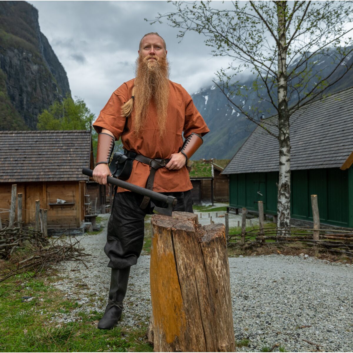 Wikinger-Kurzarmtunika Ziegelrot "Olaf"