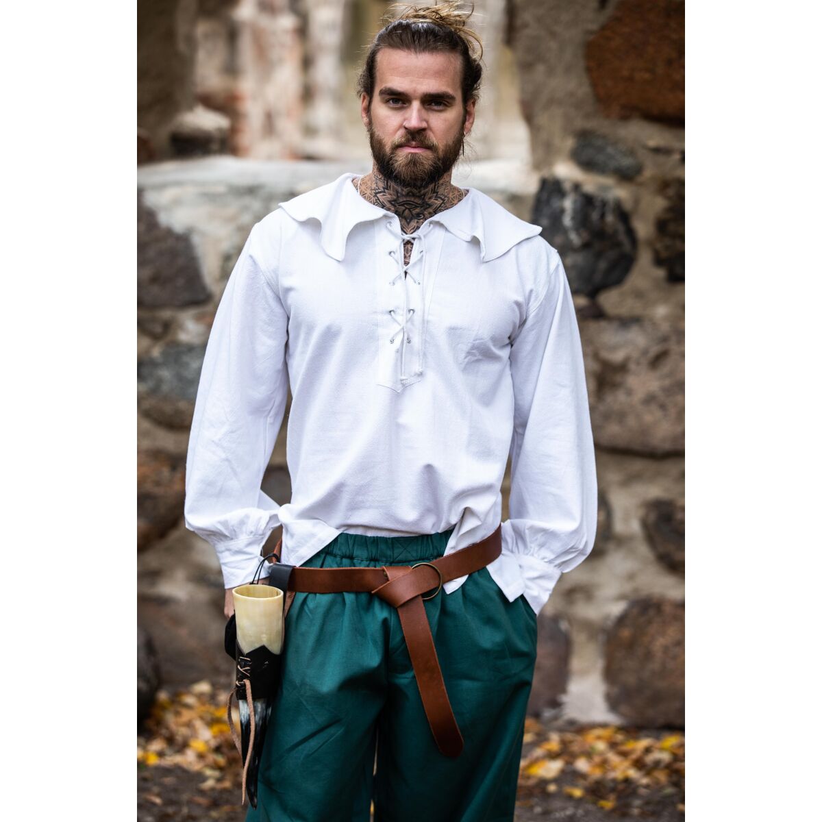 Rundkragenhemd Weiß "Athos" XL