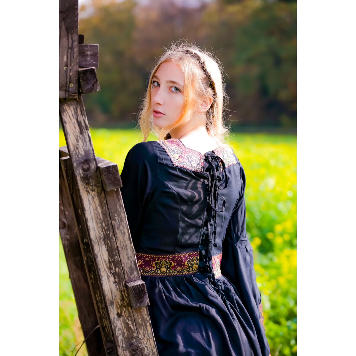 Edles Viskose Kleid Schwarz XS