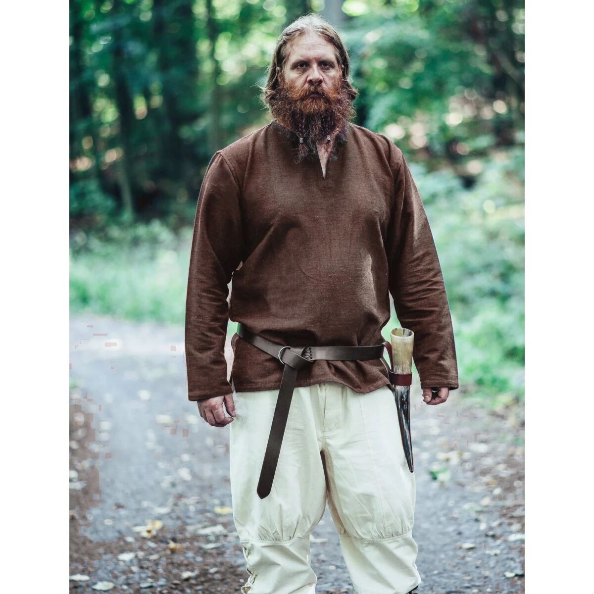 Ringgürtel mit Lederriemen Braun "Conrad" 180 cm
