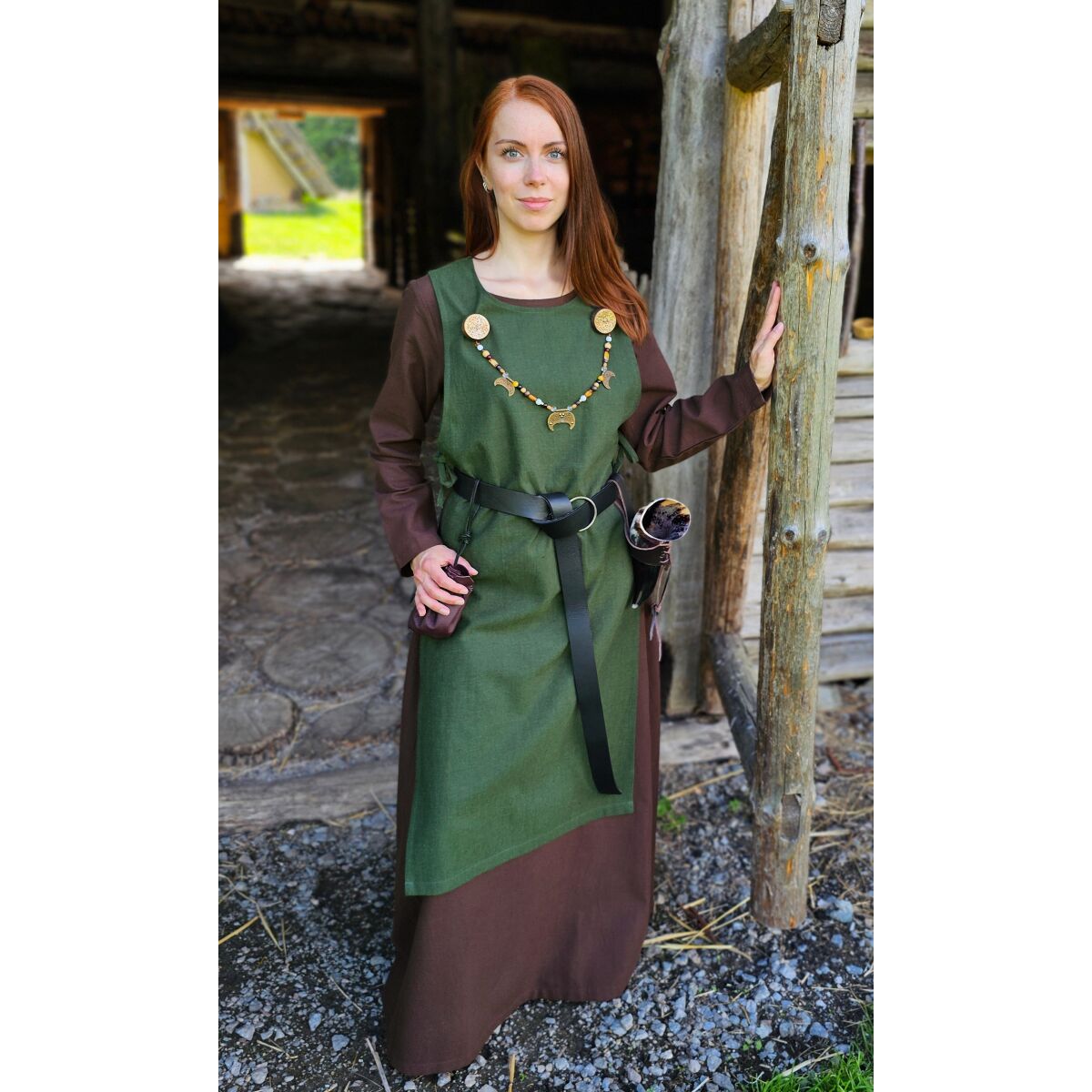 Klassisches Wikinger Überkleid grün "Lykke" S