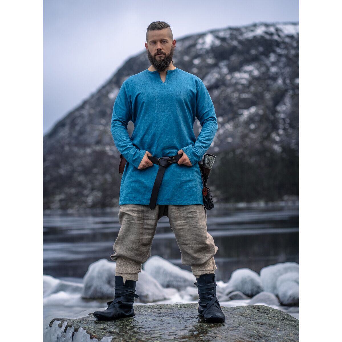 Wikinger Leinentunika Blau "Ragnar" L