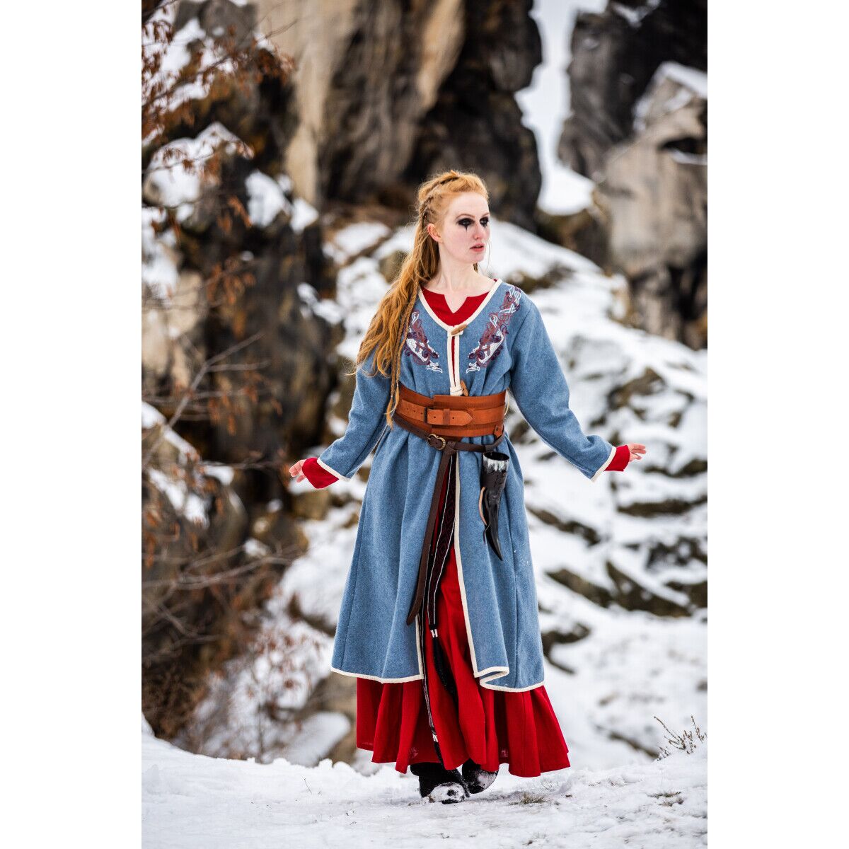 Wikinger Birka Mantel Taubenblau „Skadi“ M