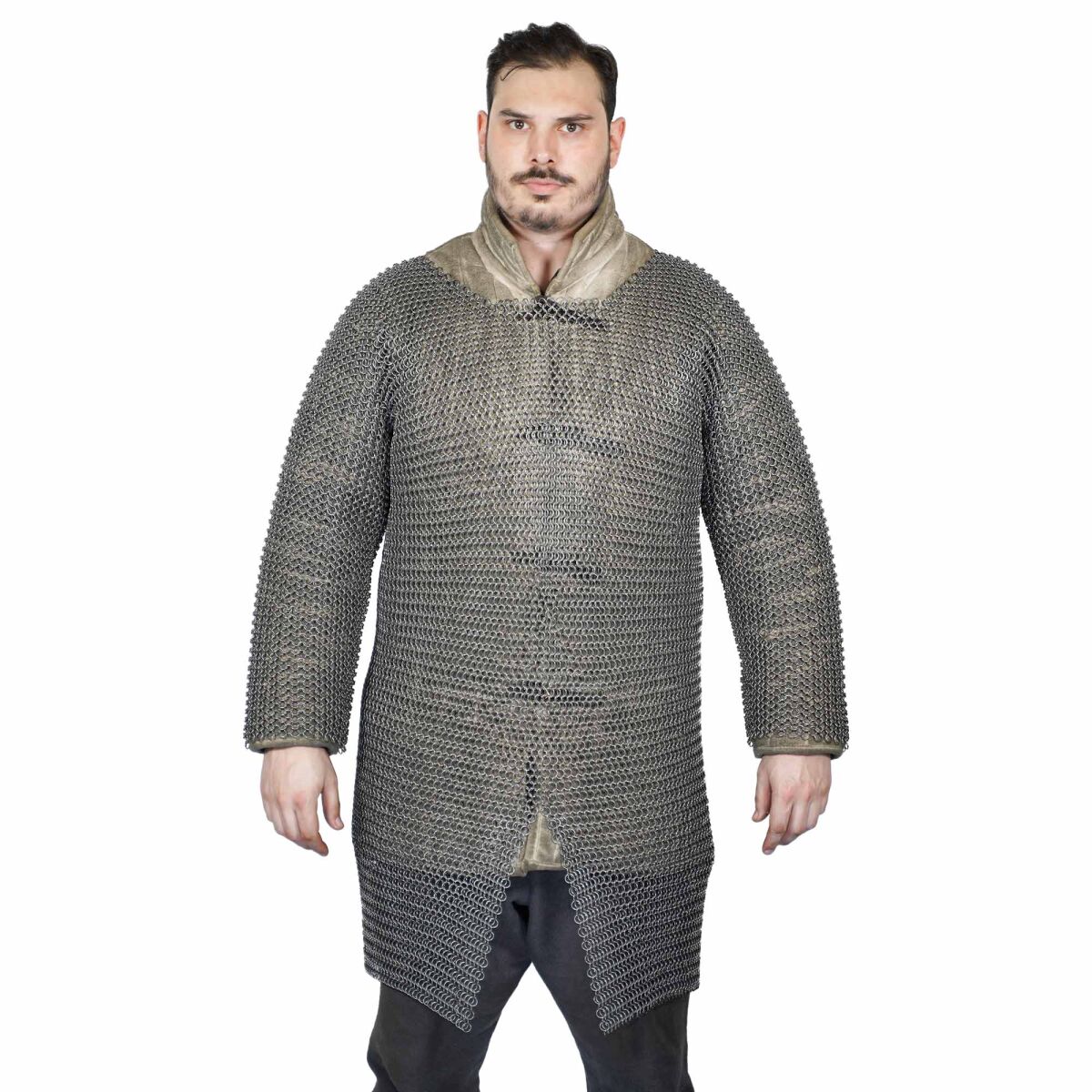 Rundring Kettenhemd Hauberk, unvernietet, ID 9 mm, Federstahl - M