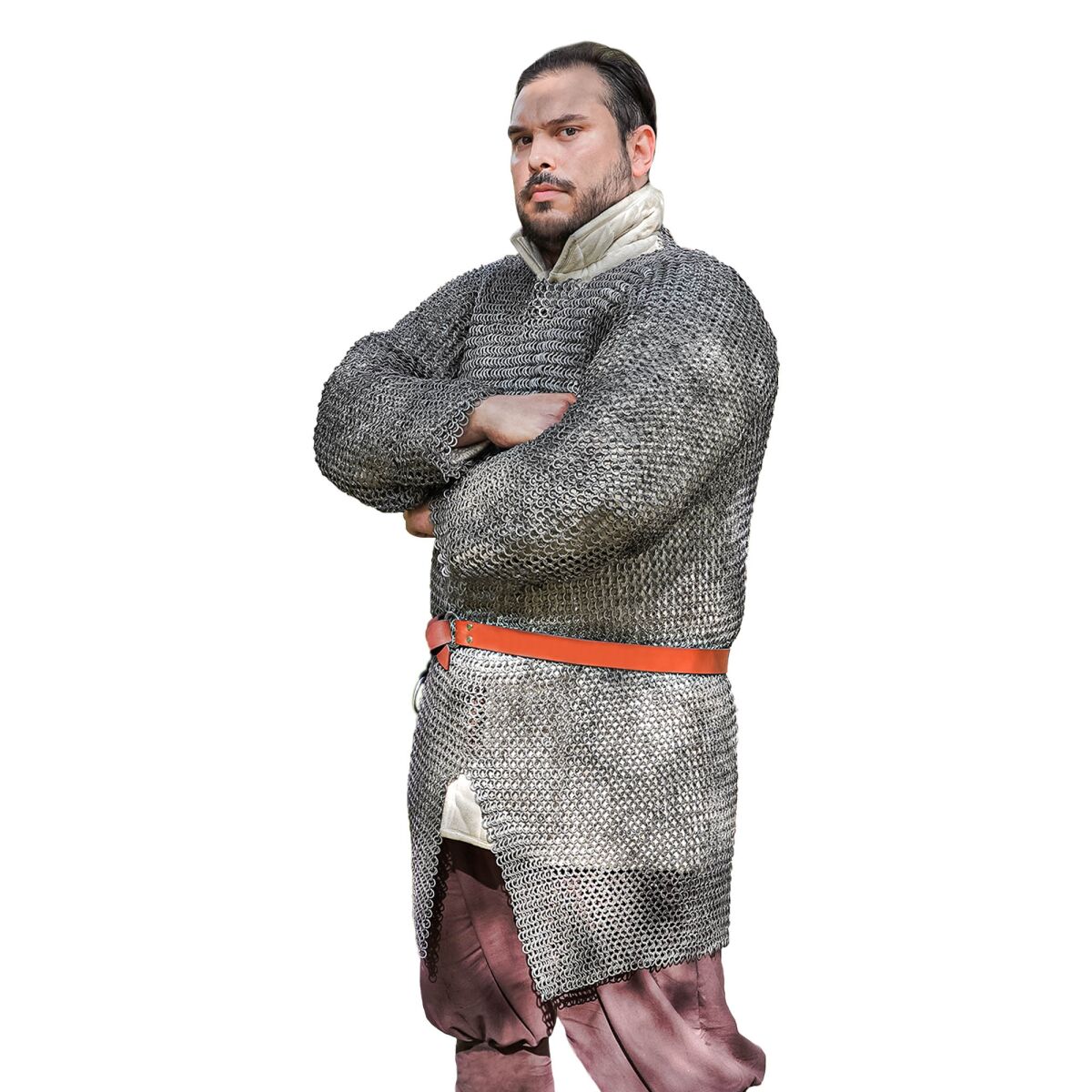 Kettenhemd Hauberk Stahl Rundringe mit Rundnieten 4-in-1 Flachring ID 9 mm - XL blank