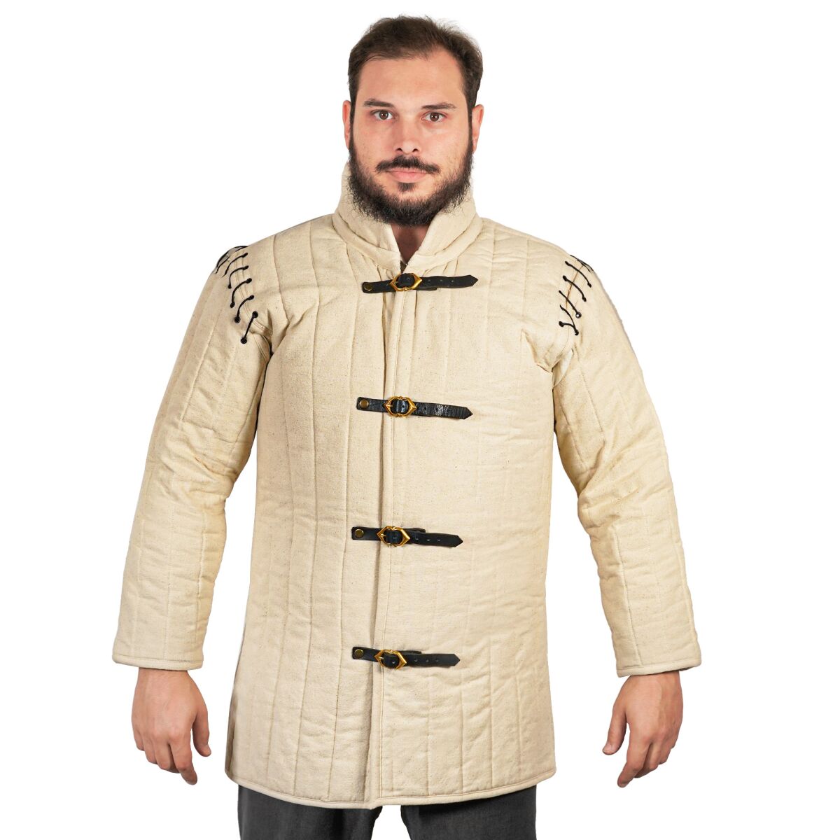 mittelalterlicher Gepolsterter Gambeson (Typ 1) mit angenestelten Ärmeln Natur, M