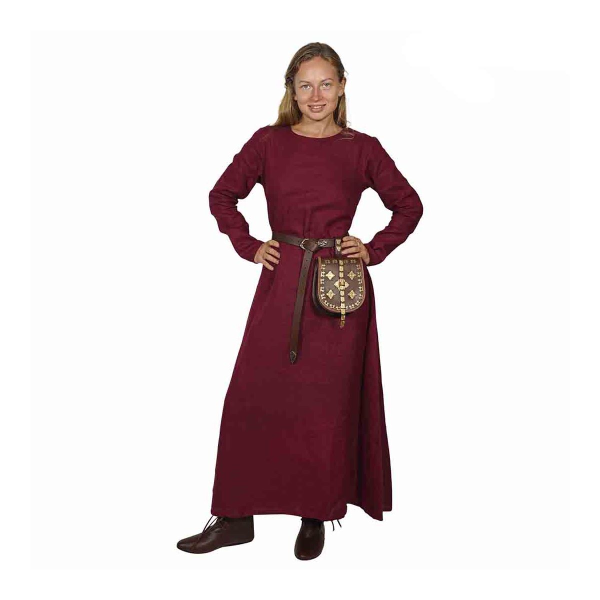 Mittelalterliches Leinenkleid weinrot „Helga“ L