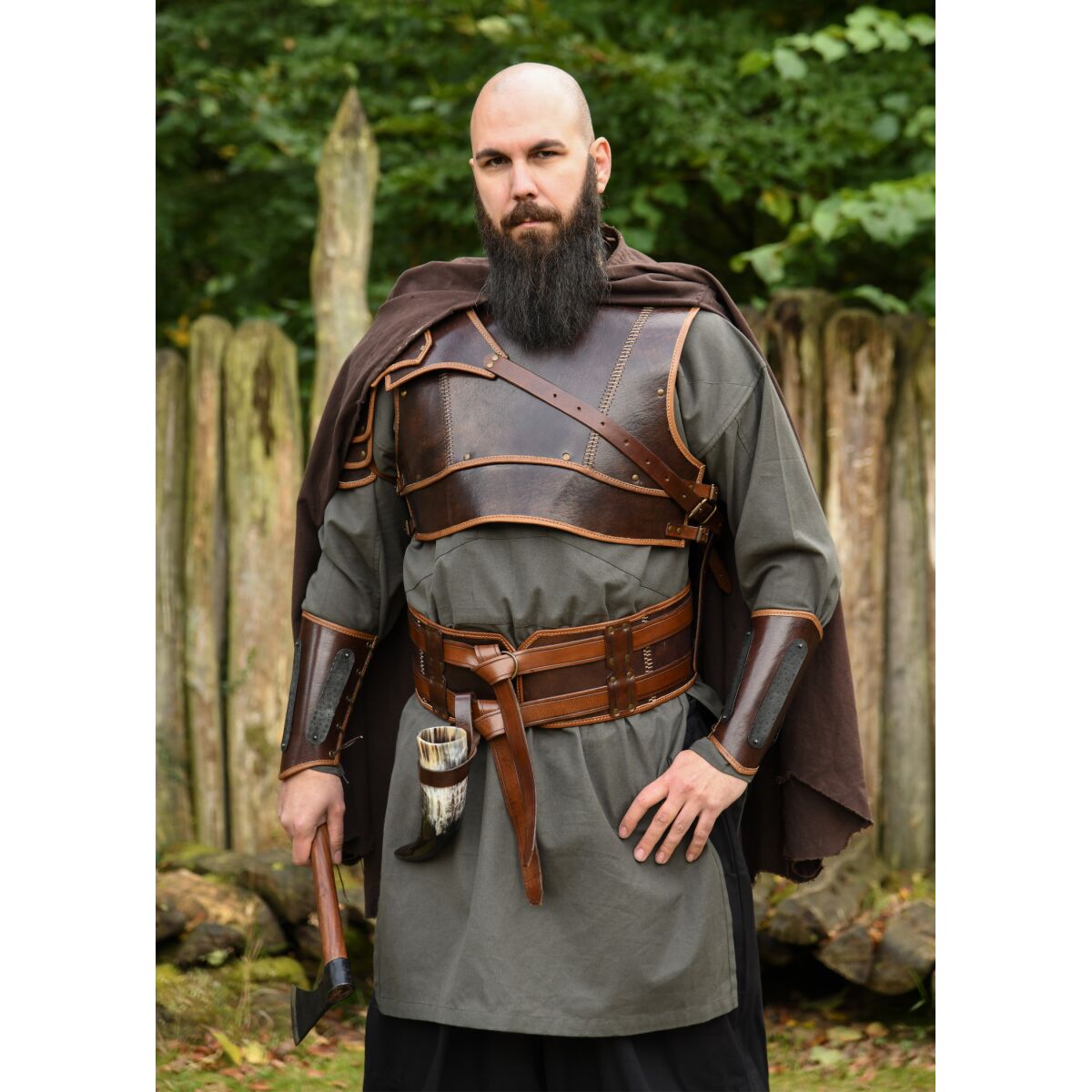 Doppelter Ledergürtel braun, „Arnulf“ L/XL