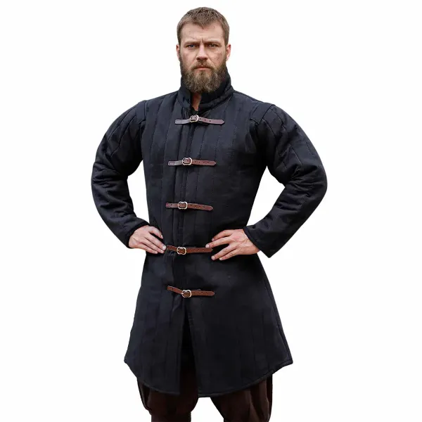 Mittelalterlicher gepolsterter Gambeson Schwarz