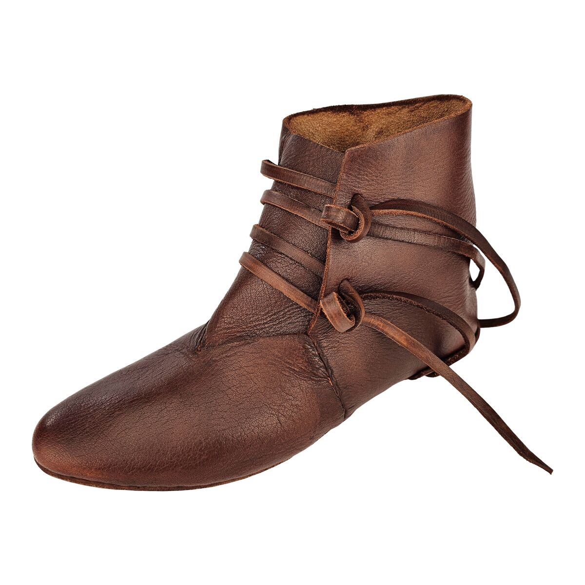 Wendegenähte Mittelalter-Schuhe geschnürt aus Rindsleder braun 47