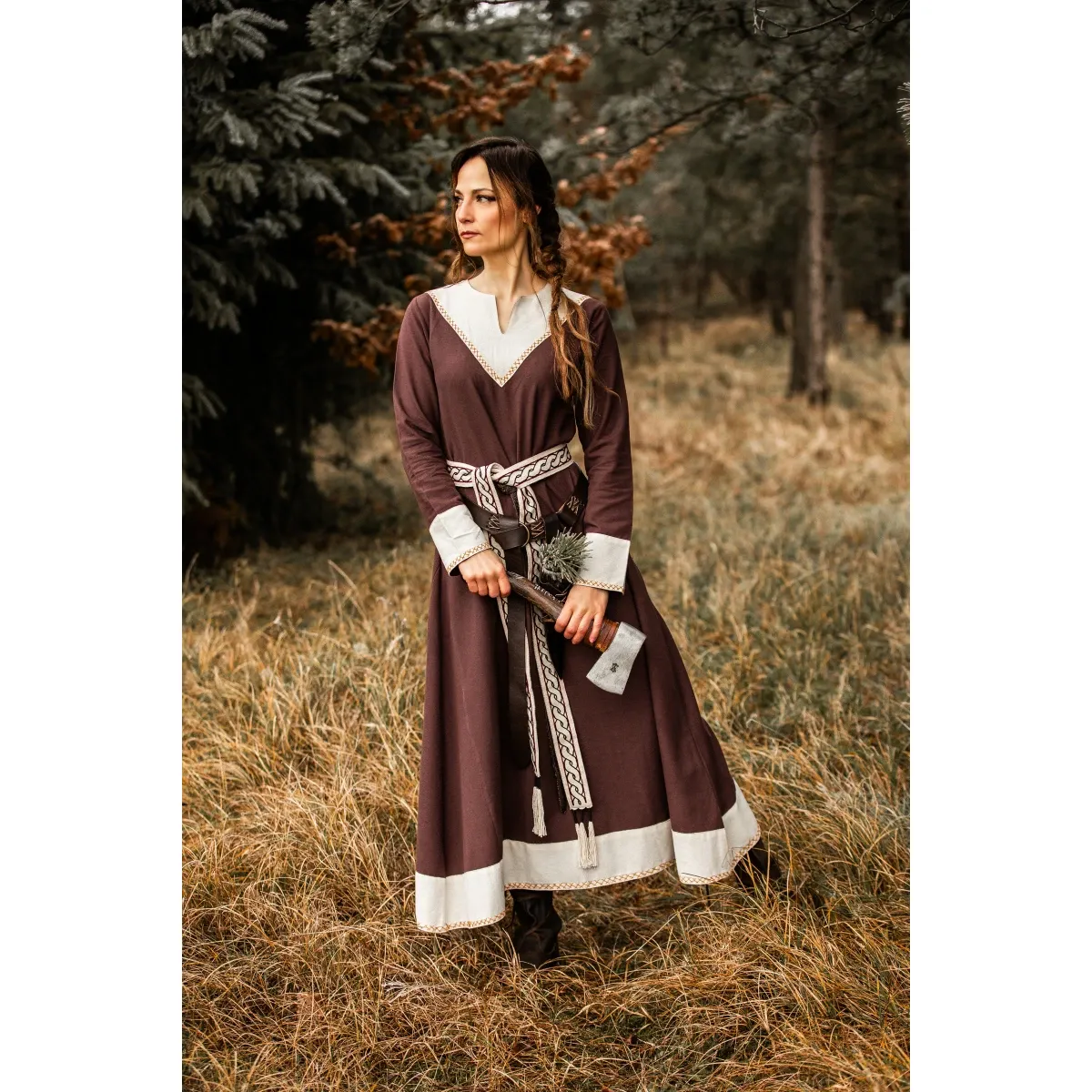 Wikinger Kleid Braun/Natur „Jorunn“ S