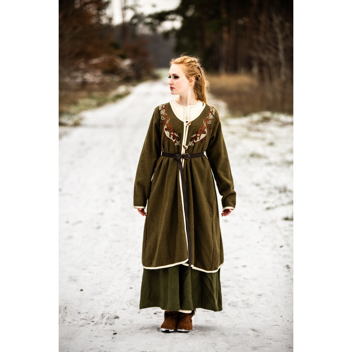 Wikinger Birka Mantel Olive „Skadi“ L