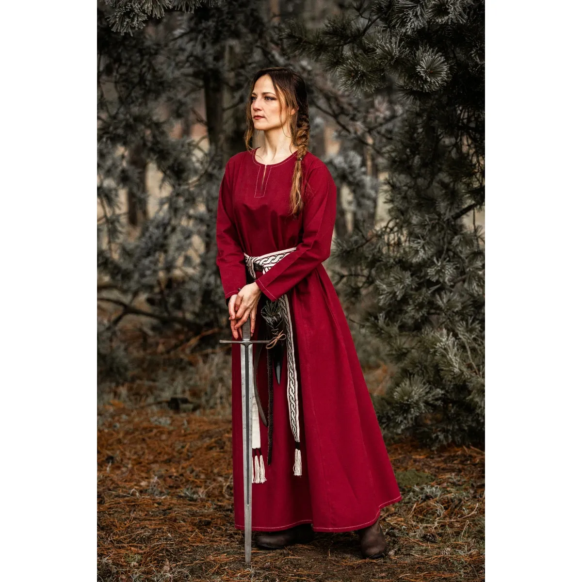 Wikinger Unterkleid Rot "Helga" M