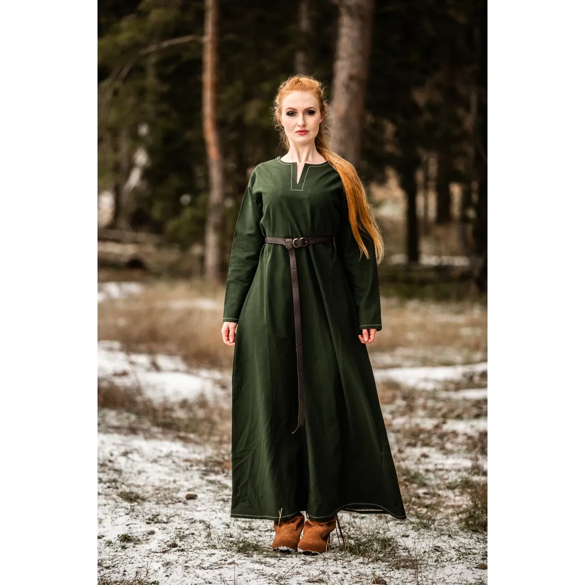 Wikinger Unterkleid Grün "Helga" XS