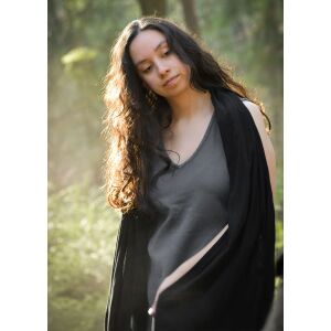 Mittelalter Kleid grau ärmellos mit Schal Köper "Ilora"