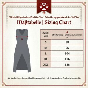Mittelalter Kleid grau ärmellos mit Schal Köper "Ilora"