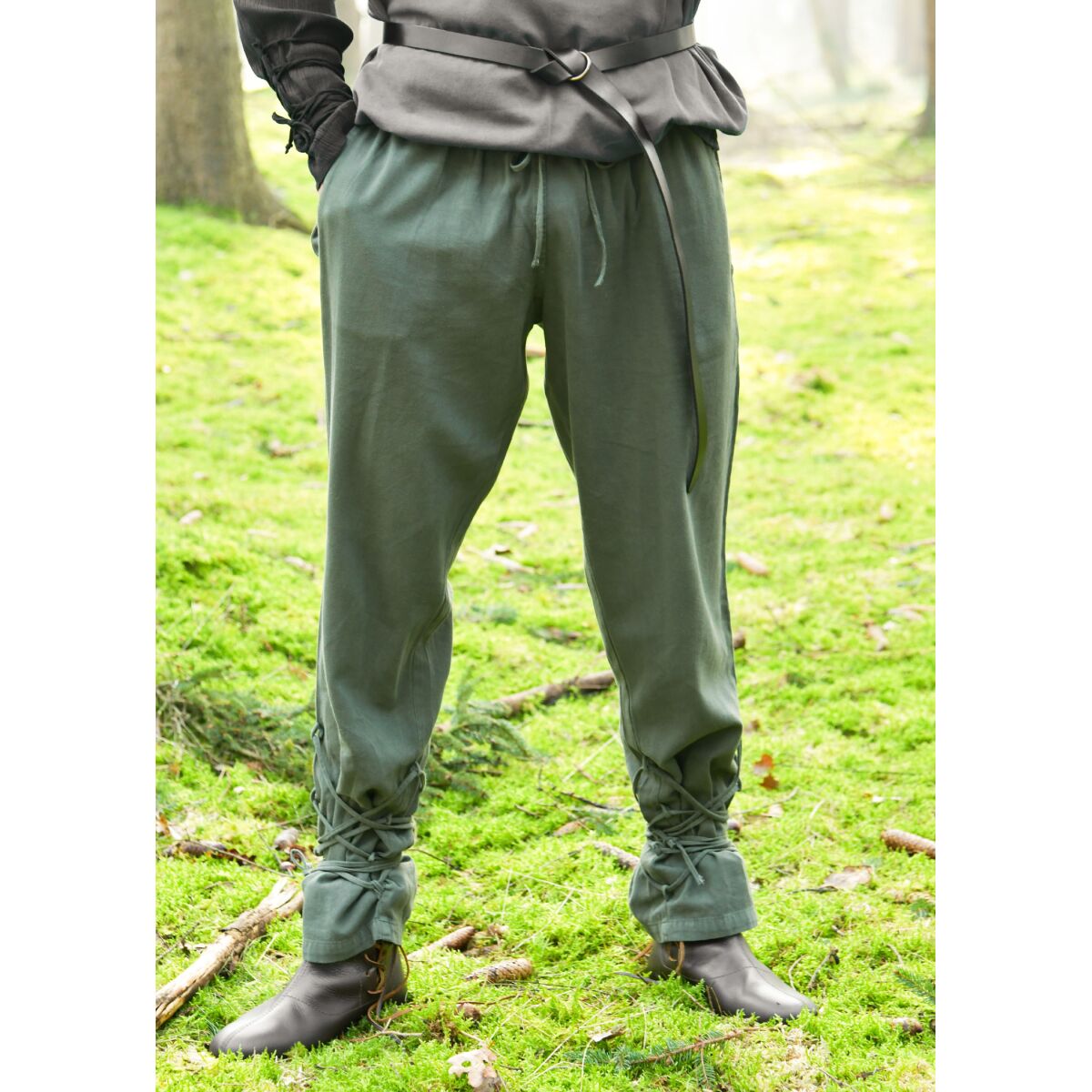 Mittelalter Hose olivgrün Schnürung Baumwolle "Thalor" XL