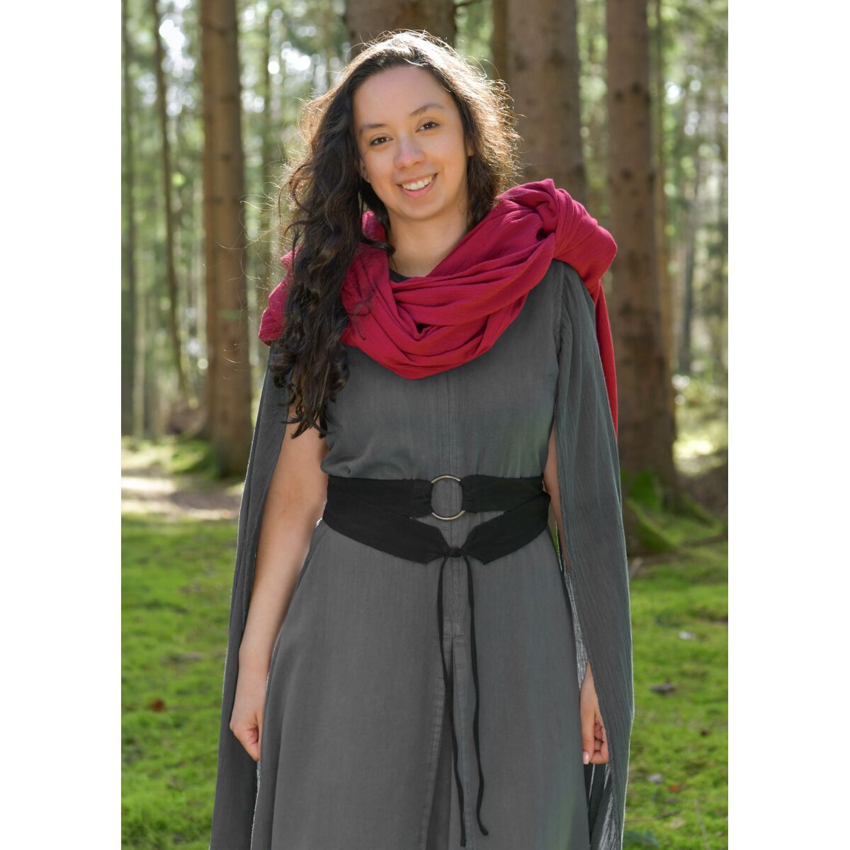Mittelalter Stoffgürtel schwarz gedoppelt Used-Look M