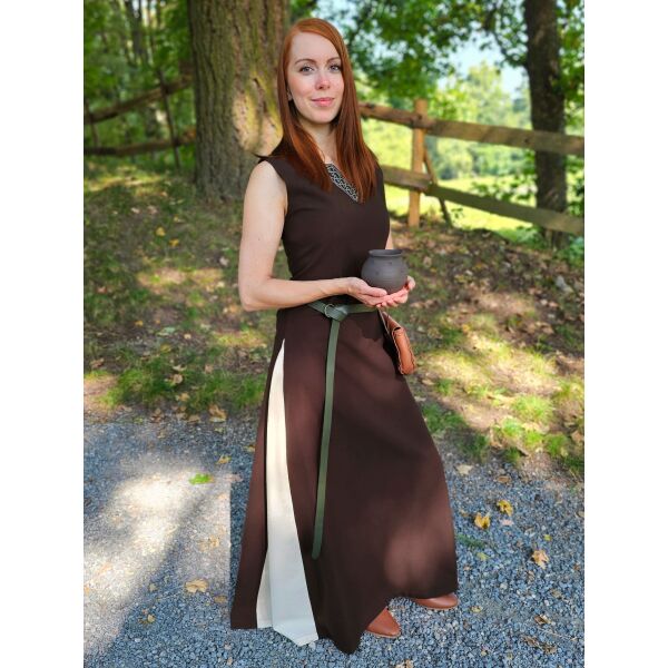 Mittelalter Kleid mit Schnürung ärmellos Braun / Natur "Juta" S, B-Ware