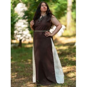 Mittelalter Kleid mit Schnürung ärmellos Braun / Natur "Juta" S, B-Ware
