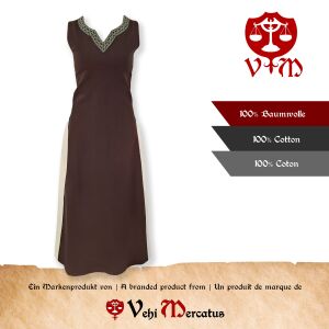 Mittelalter Kleid mit Schnürung ärmellos Braun / Natur "Juta" S, B-Ware