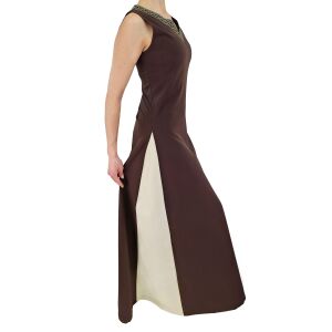 Mittelalter Kleid mit Schnürung ärmellos Braun / Natur "Juta" S, B-Ware