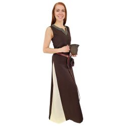 Mittelalter Kleid mit Schnürung ärmellos Braun / Natur "Juta" S, B-Ware