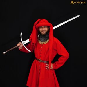 Spätmittelalterliche Houppelande aus Wolle 14.-15. Jahrhundert Rot, B-Ware