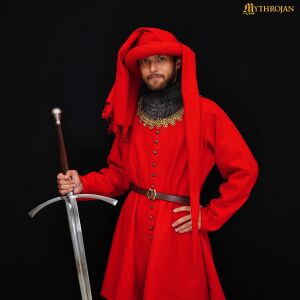 Spätmittelalterliche Houppelande aus Wolle 14.-15. Jahrhundert Rot, B-Ware