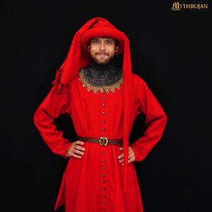Spätmittelalterliche Houppelande aus Wolle 14.-15. Jahrhundert Rot, B-Ware