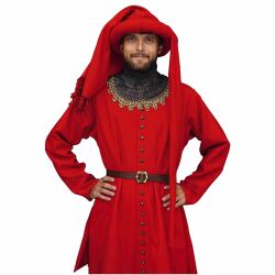 Spätmittelalterliche Houppelande aus Wolle 14.-15. Jahrhundert Rot, B-Ware