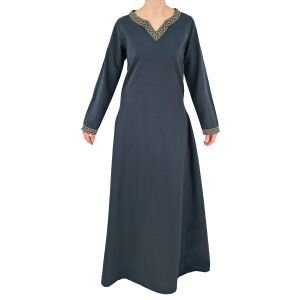 Mittelalter Kleid langarm Blau, mit Borte "Sigyn" L, B-Ware