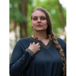 Mittelalter Kleid langarm Blau, mit Borte "Sigyn" L, B-Ware