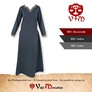 Mittelalter Kleid langarm Blau, mit Borte "Sigyn" L, B-Ware