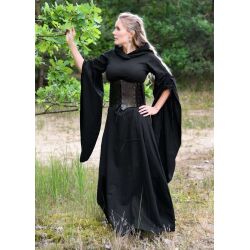 Mittelalter Kleid mit Trompetenärmeln, schwarz „Isra“ XL, B-Ware
