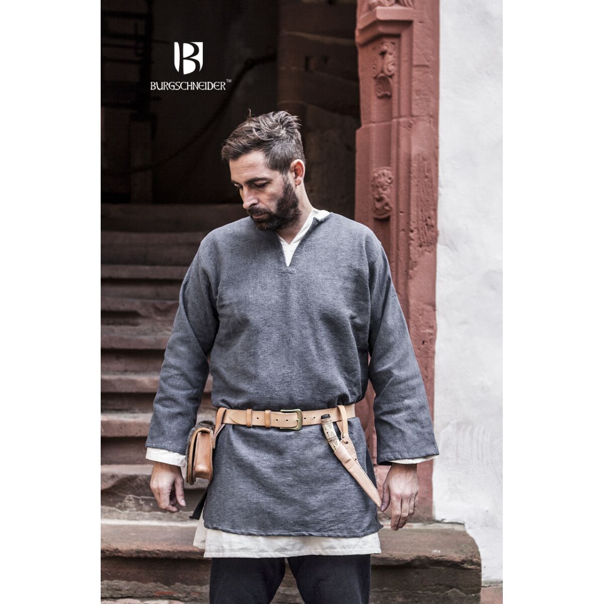 Mittelalterliche Kurz-Tunika Erik Grau XXXL