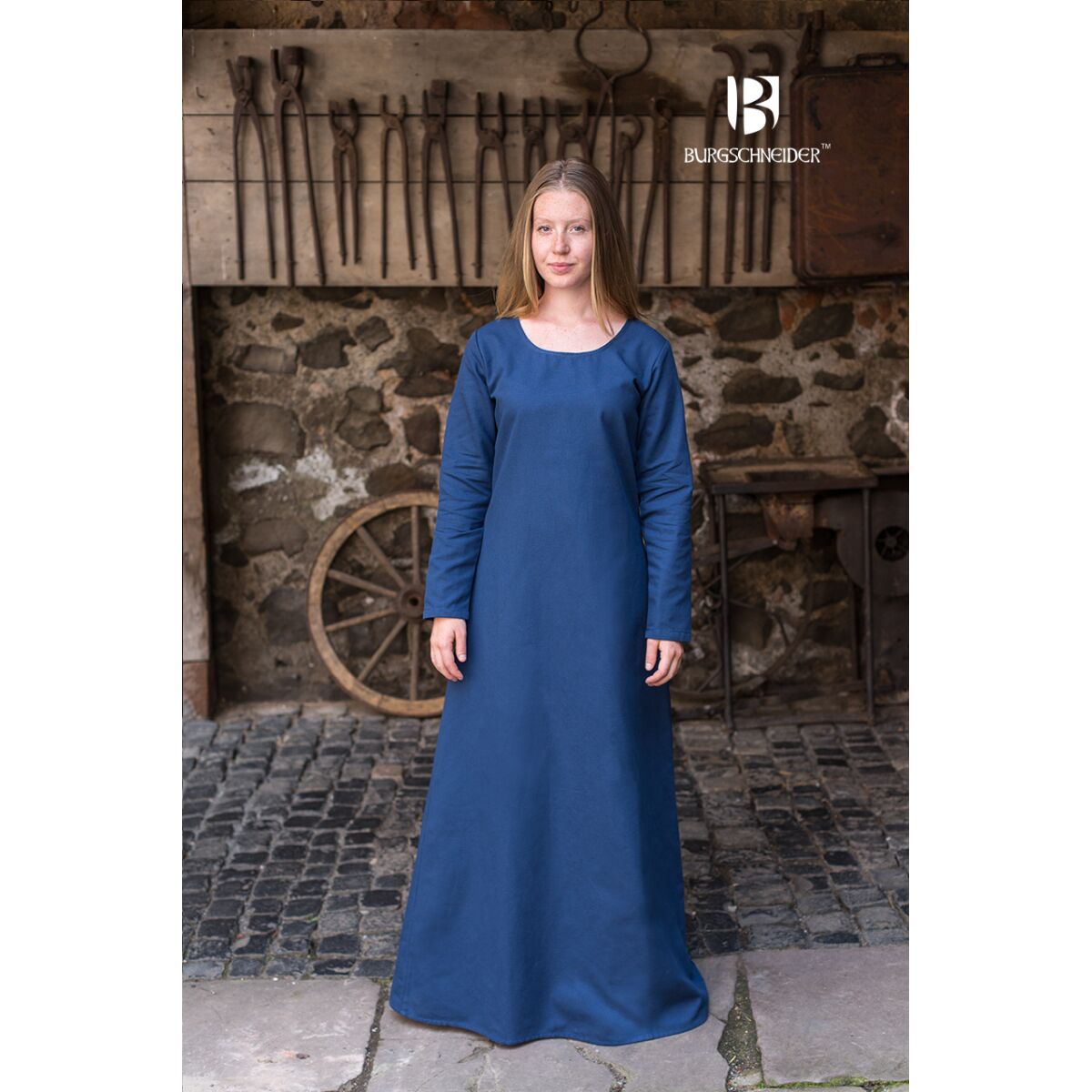 Mittelalter Kleid Typ Unterkleid Freya Waidblau XL