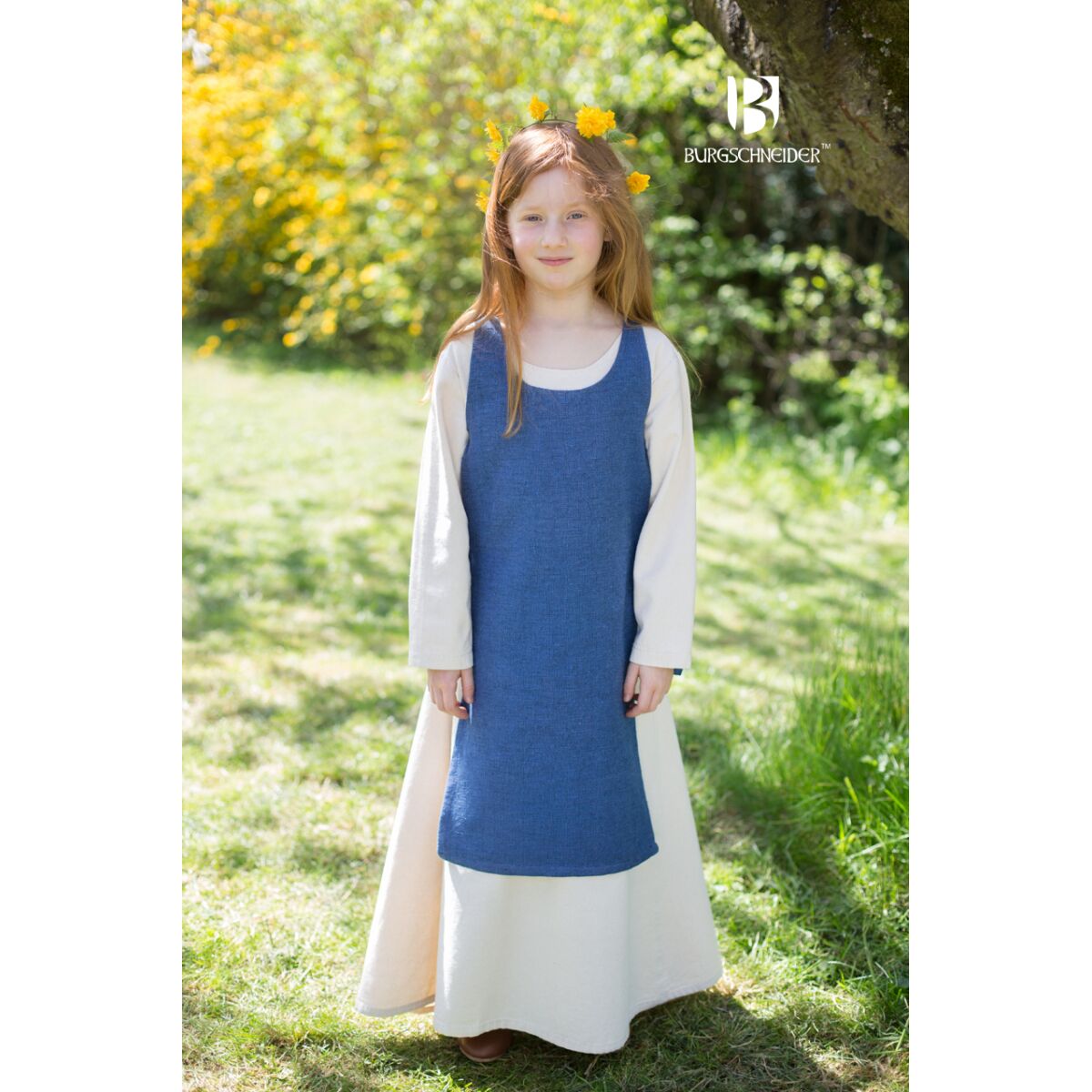 Kinder Mittelalter Kleid Typ Überkleid Ylva Blau 152