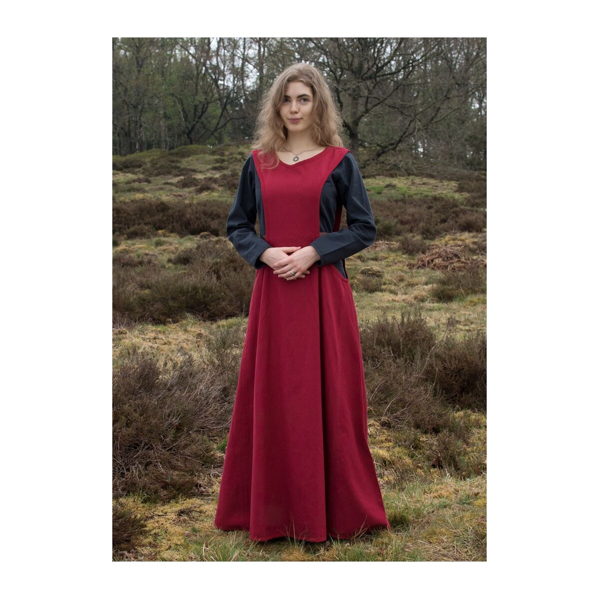 Spätmittelalterliches Überkleid Surcot Andra Rot Größe XXL